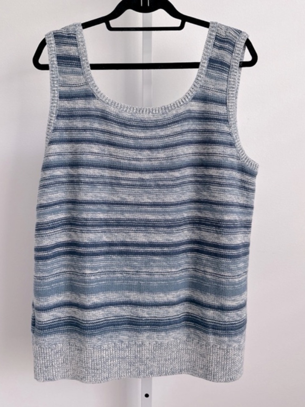 Lauren Ralph Lauren Blue Multi-Stripe Knit Linen Blend Tank Top Size 2X - Picture 2 of 12